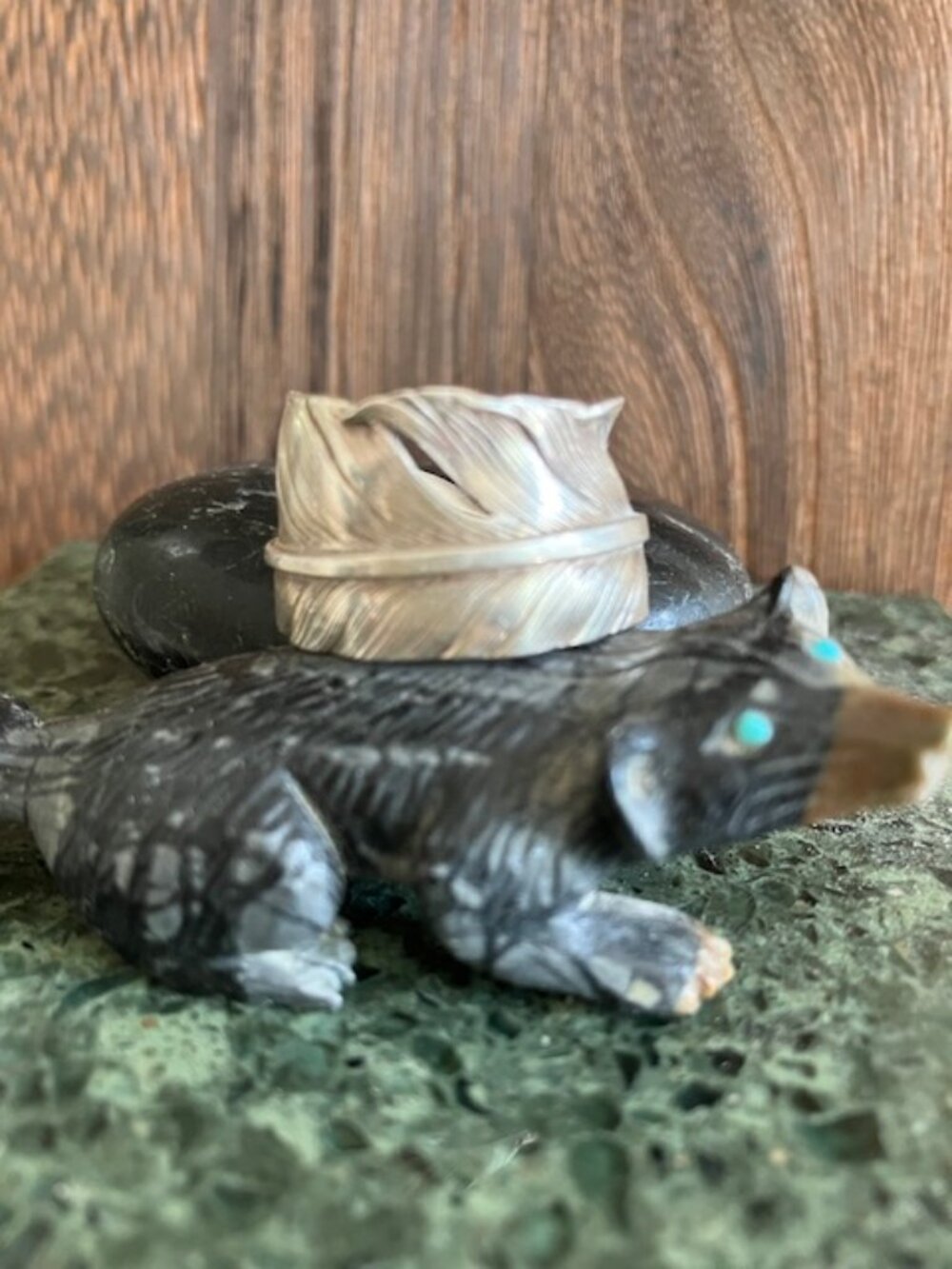 Unisex Wide Sterling Feather Ring-Southwestern Style